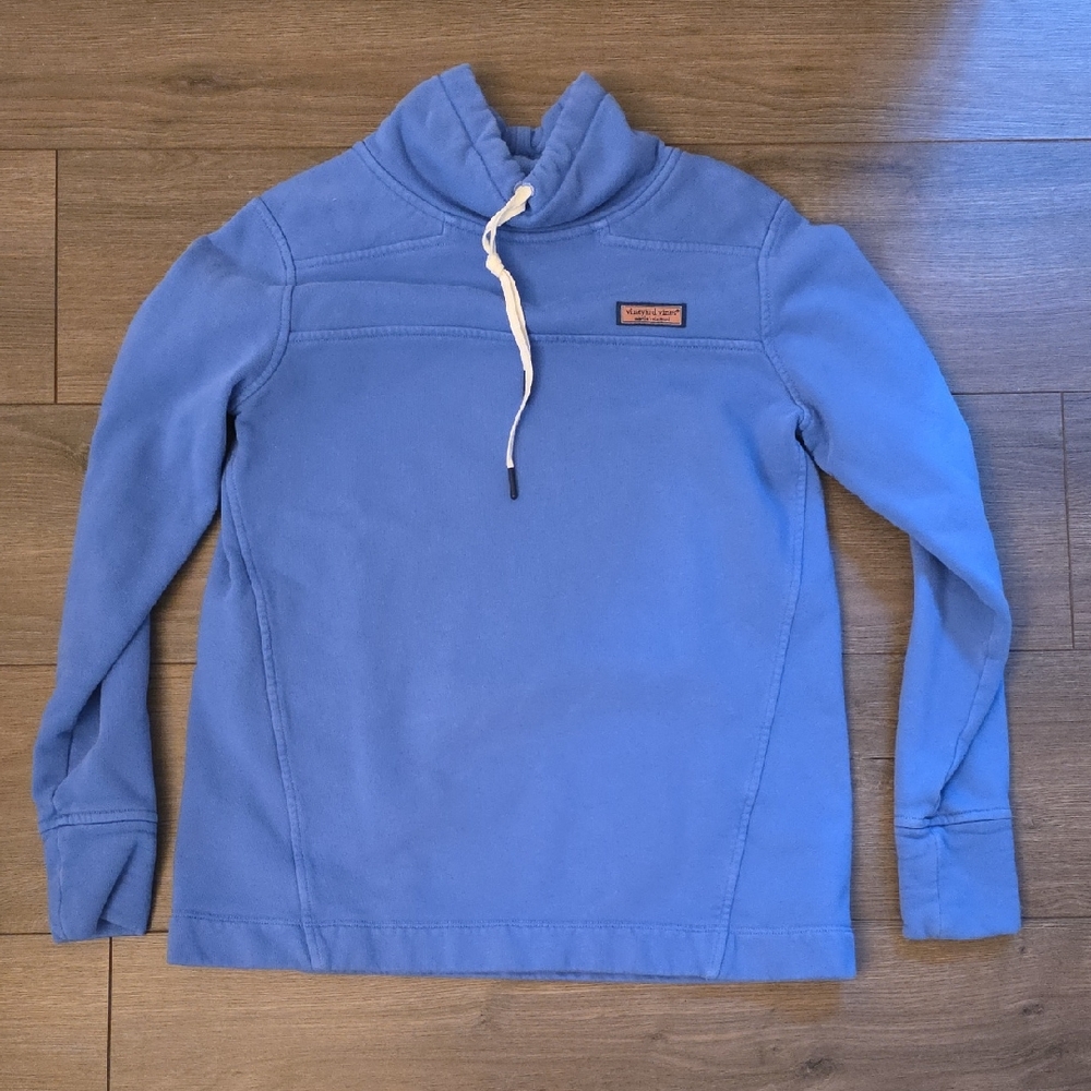 Vineyard Vines Light Blue Hooded Pullover with Cream Drawstring